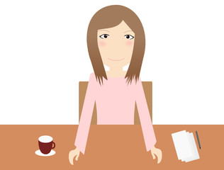 書類を書く女性