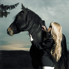 Beautiful girl and horse