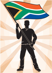 sports fan with flag of South Africa