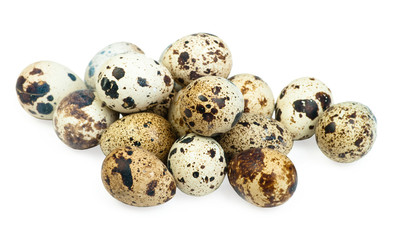Quail eggs isolated on white the background