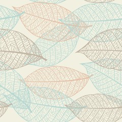 Seamless vector texture with leaves