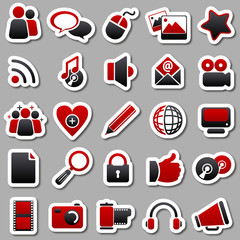 social Media Red Stickers
