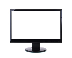 Computer Monitor with blank white screen.