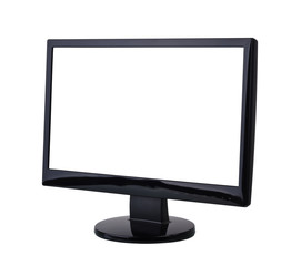Computer Monitor with blank white screen.