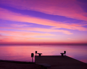 Fototapeta premium Pier over Sunset Waters