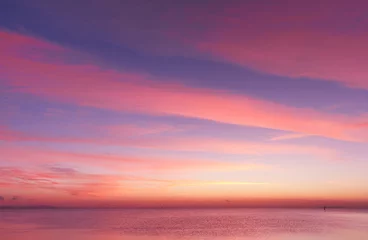 Fotobehang Bright Colorful Sunrise On The Sea With Beautiful Clouds © alma_sacra