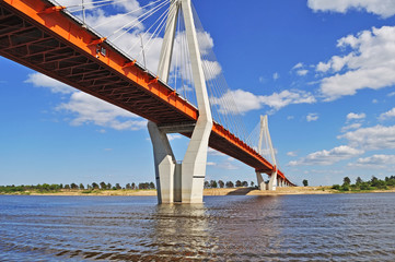 Fototapeta premium Big cable-braced bridge in Murom, Russia