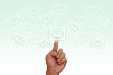 Hand pointing on email