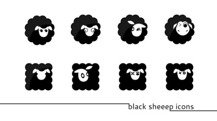 Fototapeta premium black sheep icons