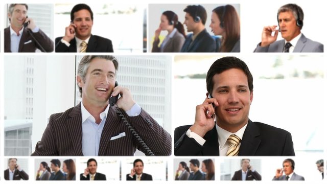 Montage of business people communicating