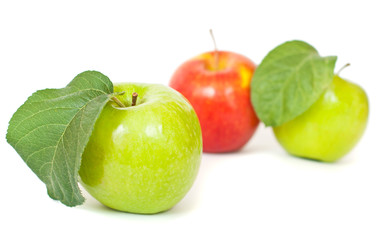 Green and red apples