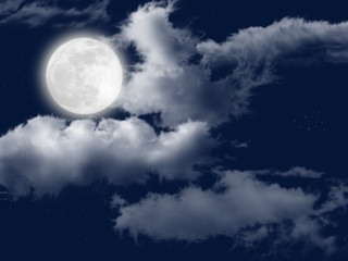 Naklejka na ściany i meble Moon in clouds
