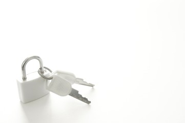 南京錠　鍵　白バック