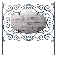 Old wooden signboard. Isolated on white, with clipping path.