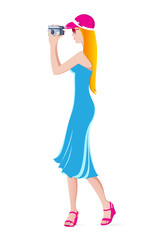 Young beautiful girl with a camera