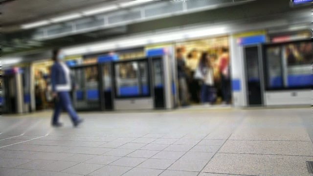 Crowded subway station
