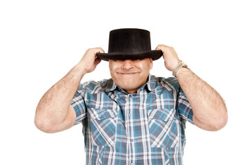 hat over eyes