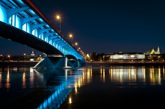 Fototapeta Night panorama of Warsaw