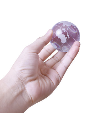 globe in his hands