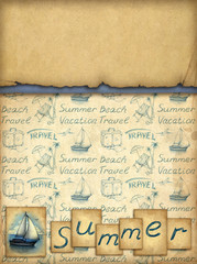 Card with illustration of sailing boat