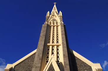 Church over blue in Mauritius