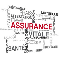 vecteur, texte mots assurance
