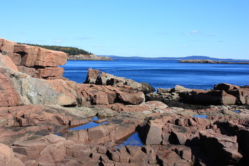 rocky rugged coastline of Acadia national park, maine