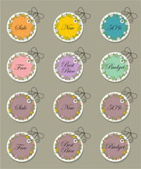 set tags with flowers