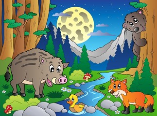Forest scene with various animals 4