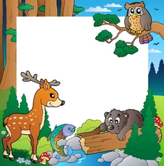 No drill blackout roller blinds Forest animals Frame with forest theme 1