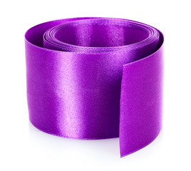 beautiful purple satin ribbon isolated on white