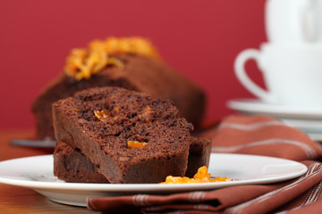 Chocolate cake with candied orange peel