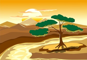 Landscape in decorate style