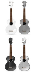 set of gray classical acoustic guitar isolated on white