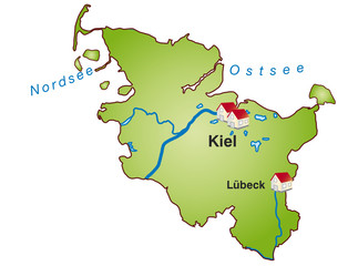 Schleswig-Holstein  Infokarte gruen in SVG