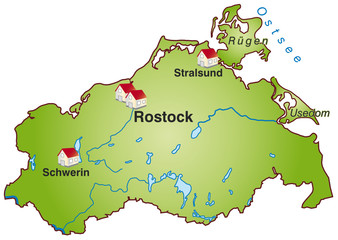 Mecklenburg-Vorpommern Infokarte grün in SVG