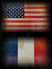 USA and France old Grunge flag