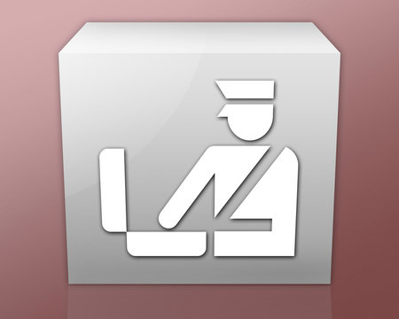 Box-shaped Icon (red b/g) "Customs Symbol"