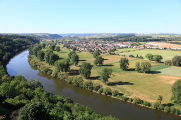 Fototapeta na wymiar panoramic view of Neckar river in Germany
