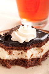 Slice of chocolate cream cake