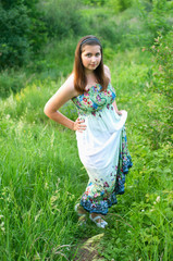 beautiful young girl in light dress