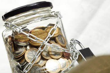 coins in money jar