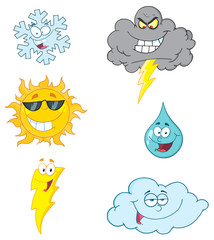 Weather Symbols Cartoon Character-Vector Collection
