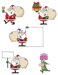 Santa Claus Cartoon Characters-Vector Collection