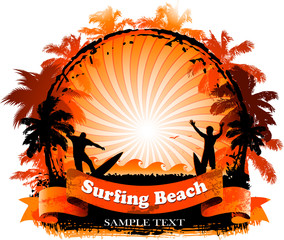 Surfing beach background