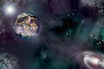 digital illustration of a strange planet in outer space