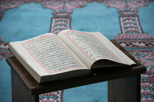 Koran - holy book of Muslims standing in mosque