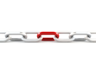 Metal chain with one red link