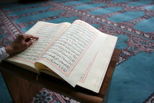 young girl reading the Koran