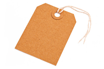 brown blank tag isolated on the white